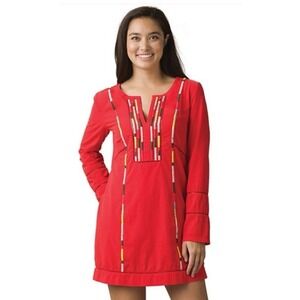 Prana Womens Quinn Orange Embroidered Shift Dress Cover Up Ogranic Sustainable M